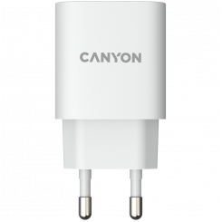 CANYON H-20-04, PD 20W/QC3.0 Настенное зарядное устройство 18 Вт с 1 USB A+ 1 USB-C Вход: 100–240 В, выход: 1 порт зарядки: USB-C:PD 20 Вт (5 В, 3 А/9 В, 2,22 А) /12 В 1,67 А), USB-A: QC3.0 18 Вт (5 В 3 А/9 В 2,0 А/12 В 1,5 А), 2 порта зарядки: общая заря