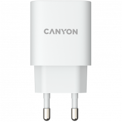 CANYON H-18-01, Зарядное устройство с 1 портом USB, QC3.0 18 Вт, Вход: 100–240 В, Выход: 5 В постоянного тока/3 А, 9 В/2 А, 12 В/1,5 А, вилка европейского стандарта, OCP/OVP/OTP/ SCP, CE, RoHS, ERP. Размер: 80,17*41,23*28,68 мм, 50 г, белый