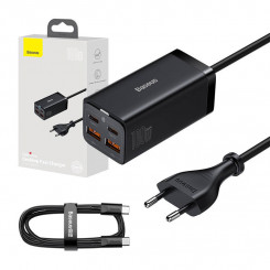 Baseus GaN3 Pro 2xUSB-C + 2xUSB mains charger, 100W (black)