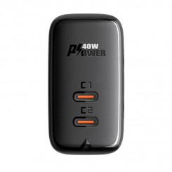 Сетевое зарядное устройство Acefast A9, 2x USB-C, PD 40 Вт (черное)