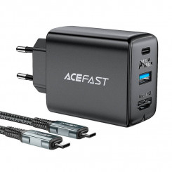 Acefast A17 wall charger, 65W GaN + USB-C cable (black)