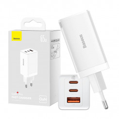 Baseus GaN5 Pro 2xUSB-C + зарядное устройство USB, 65 Вт (белый)