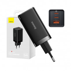 Baseus GaN5 Pro 2xUSB-C + зарядное устройство USB, 65 Вт (черный)