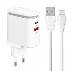 LDNIO A2423C USB charger, USB-C + Lightning cable