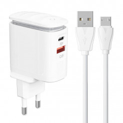 LDNIO A2423C USB charger, USB-C + MicroUSB cable