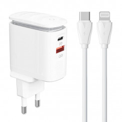 LDNIO A2423C USB charger, USB-C + USB-C - Lightning cable