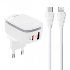 LDNIO A2425C USB charger, USB-C + USB-C - Lightning cable