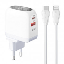 LDNIO A2522C USB-зарядное устройство, USB-C 30 Вт + USB-C — кабель Lightning