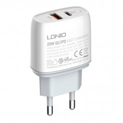 LDNIO A2424C USB charger, USB-C 20W + USB-C - Lightning cable