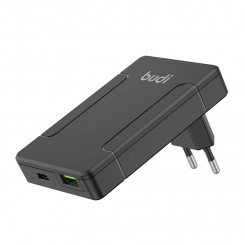 Универсальное зарядное устройство Budi, USB + USB-C, PD 65W + адаптеры EU/UK/US/AU (черный)