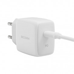 25W PD Ricomm RC251 EU charger, 1xUSB-C + 2.1m USB-C cable