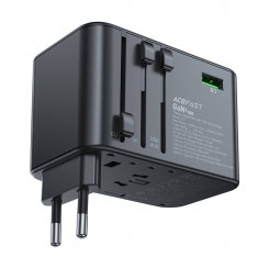 Multifunctional travel wall charger Acefast Z1, 2xUSB-A, 3xUSB-C, GaN, 67W, US/EU/UK/AU (black)