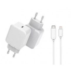 CoreParts USB Charger for iPhone & iPad 20W 5V-12V/1.6A-3A Output: USB-C female PD QC3.0 Input: 110-230V EU Wall, for mobile phones, tablets & other devices