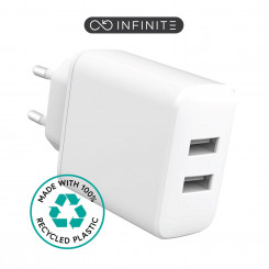 eSTUFF INFINITE USB-A Charger EU 24W - White - 100% Recycled Plastic