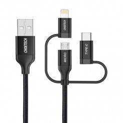 Cable Choetech IP0030, MFi 3in1, USB-A / Lightning / Micro USB / USB-C, 5V, 1,2m (black)