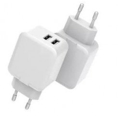 CoreParts USB Power Charger 12W 5V 2.4A, Output: 2xUSB, Input: 100-240V EU Plug EU Wall, for mobile phones, tablets & other devices, Apple White Color, Dual Port Charger