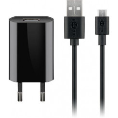 Goobay Micro-USB laadijakomplekt (5 W), 1,0 A, 1 m kaabel, must, europistik (tüüp C, CEE 7 / 16), ABS