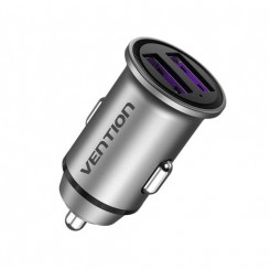 Vention Two-Port USB A+A(30 / 30) Car Charger Gray Mini Style Aluminium Alloy Type