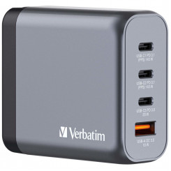Verbatim GNC-140 GaN Charger 140W with 2 x USB-C® PD 140W. 1 x USB-C® PD 20W  /  1 x USB-A QC 3.0 (EU / UK / US)