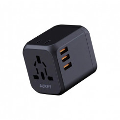 AUKEY PA-TA04 Универсальный дорожный адаптер для зарядного устройства 30 Вт с USB-C и USB-A Великобритания, США, ЕС, Австралия, Китай, 150 стран