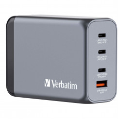 Verbatim GNC-240 GaN Charger 240W with 1 x USB-C® 140W. 1 USB-C® 100W  /  1 x USB-C® 65W  /  1 x USB-A QC 3.0 (EU / UK / US)