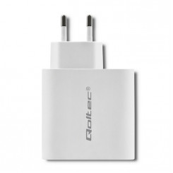 Qoltec 51715 Зарядное устройство 63Вт 5-20В 1,5-3А USB тип C PD USB QC 3.0 Белый