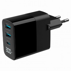 Зарядное устройство USB 30 Вт 3 порта / Ta-Uc-Pdqc30Lcd-Bk-02 Gembird