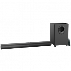 F&D HT-330 2.1-саундбар для телевизора с проводным сабвуфером, среднеквадратическая мощность 80 Вт (20 Втx2+40 Вт), полнодиапазонный динамик: 50x90 мм + сабвуфер 6,5 дюйма, BT 5.0/оптический/AUX/HDMI/USB/светодиодный дисплей/пульт дистанционного управ