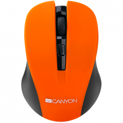 Мышь CNE-CMSW1O CANYON, цвет - оранжевый, беспроводная 2,4 Гц, DPI 800/1000/1200 DPI, 3 кнопки и колесо прокрутки, прорезиненное покрытие