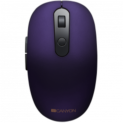 CANYON MW-9, 2 in 1 Wireless optical mouse with 6 buttons, DPI 800/1000/1200/1500, 2 mode(BT/ 2.4GHz), Battery AA*1pcs, Violet, silent switch for right/left keys, 65.4* 112.25*32.3mm, 0.092kg