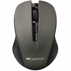 CNE-CMSW1G CANYON mouse, color - gray, wireless 2.4 Hz, DPI 800/1000/1200 DPI, 3 buttons and scroll wheel, rubberized coating