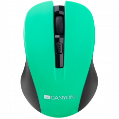 CNE-CMSW1GR CANYON mouse, color - green, wireless 2.4 Hz, DPI 800/1000/1200 DPI, 3 buttons and scroll wheel, rubberized coating