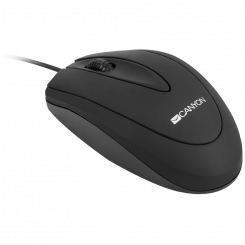 Мышь CANYON, цвет - черный, проводная, DPI 800, 3 кнопки, прорезиненное покрытие.