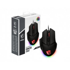 MSI CLUTCH GM20 ELITE Optical Gaming Mouse '6400 DPI Optical Sensor, 6 Programmable button, Dual-Zone RGB, Ergonomic design, OMRON Switch with 20+ Million Clicks, Weight Adjustable, Red LED'