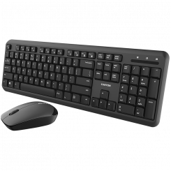 CANYON SET-W20, juhtmevaba kombinatsioon, juhtmevaba klaviatuur vaiksete lülititega, 104 klahvi, UK&US 2 in 1 paigutus, optilised 3D juhtmevabad hiired 100DPI must