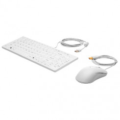 Комбинированная проводная клавиатура с мышью HP Healthcare — класс IP65 (пыленепроницаемость, водостойкость), дезинфицируемая — белый — RU ENG