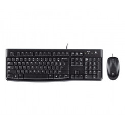 Клавиатура и мышь Logitech, проводная, USB, DE, черный