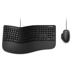 Эргономичная настольная клавиатура Microsoft с мышью Usb Qwertz, немецкий цвет, черный цвет
