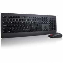 Lenovo Professional Профессиональная беспроводная клавиатура и мышь — набор клавиатуры и мыши на английском языке (США) с символом евро Беспроводная мышь входит в комплект поставки Цифровая клавиатура на английском языке (США) Беспроводное соединение Черн