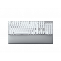 Razeri mehaaniline klaviatuur Pro Type Ultra mehhaaniline mänguklaviatuur Ergonoomiline disain pehme puudutusega kattega; Pehmest kunstnahast randmetugi NORD Wireless/Wired White Juhtmevaba ühendus
