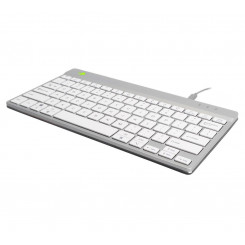 R-Go Tools Compact Break ergonoomiline QWERTY (ND) klaviatuur, juhtmega, valge