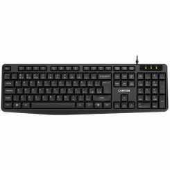 CNE-CKEY01-RU клавиатура, цвет - черный, проводная, влагоотталкивающая, 104 клавиши, раскладка EN / RU