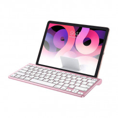 Juhtmeta iPadi klaviatuur Omoton KB088 tahvelarvutihoidjaga (roosakuldne)
