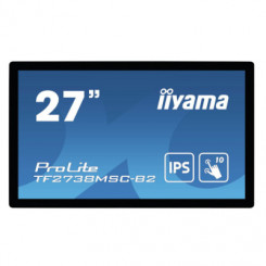 iiYama ProLite – 27 PCAP raamita 10-punktiline puuteekraan, 1920x1080, IPS-paneel, DVI, HDMI, DisplayPort, 425cd/m² (puutetundlik), 1000:1, 5ms, USB puuteliides, VESA 200x100mm, Multi2x3 kõlarid , Avatud raami mudel, IP1X ees