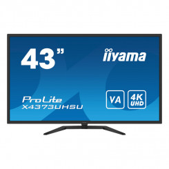 Iiyama ProLite X4373UHSU-B1 - LED monitor - 43 (42.5 viewable) - 3840 x 2160 4K @ 60 Hz - VA - 400 cd / m² - 4000:1 - 3 ms - 2xHDMI, DisplayPort, Mini DisplayPort - speakers - matte black