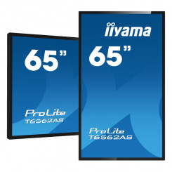 Iiyama PROLITE T6562AS-B1 - Diagonal, 64.5 - 164cm ; Panel, IPS LED, AG Coating ; Native resolution, 3840 x 2160 (8.3 MegaPixels 4K UHD) ; Aspect ratio, 16:9 ; Panel brightness, 500 cd/m²