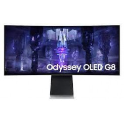 Monitor SAMSUNG Odyssey OLED G8 G85SB 34 Gaming/Smart/Curved/21 : 9 Panel OLED 3440x1440 21:9 175 Hz 0.1 ms Speakers Height adjustable Tilt Colour Silver LS34BG850SUXEN