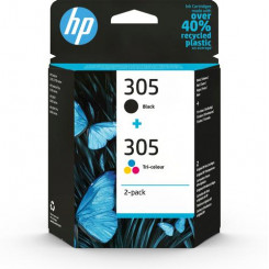 Оригинальный струйный картридж HP 305, 2 упаковки, трехцветный/черный