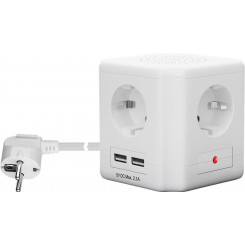 MicroConnect 4-way PowerCube dock. station, 4x Type F, USB, White