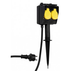 Vivanco GS2 H07RN power extension 3 m 2 AC outlet(s) Outdoor Black, Yellow